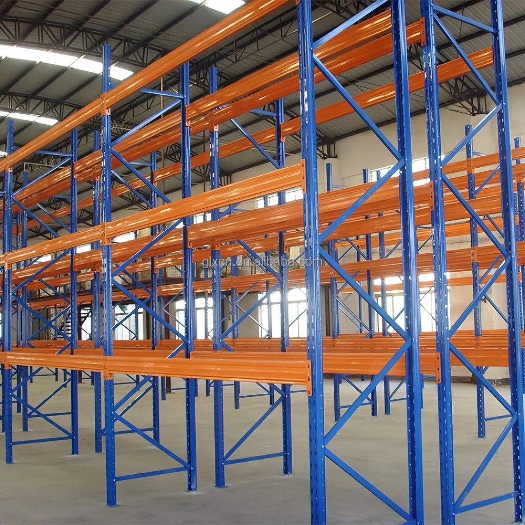 Sistema de estantes industriais desmontáveis ​​para fábrica, em aço laminado a frio de 5 camadas, com revestimento em pó epóxi, para serviço pesado. Vigas de 2000 mm de espessura.
