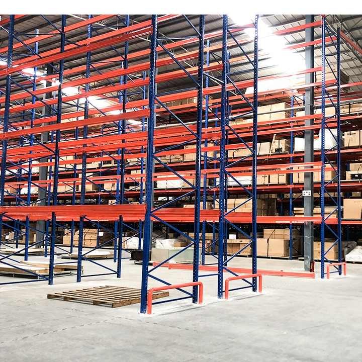 Venda direta da fábrica: Sistema de estantes drive-in de metal de alta densidade com 5 camadas para armazenamento em armazém. Estantes drive-in de ferro/metal.