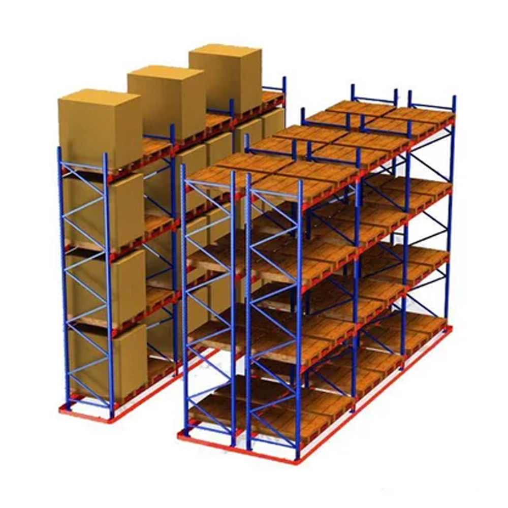 Estante porta-paletes de alta resistência para armazém, com capacidade de até 2000 kg, empilhável em cada camada.