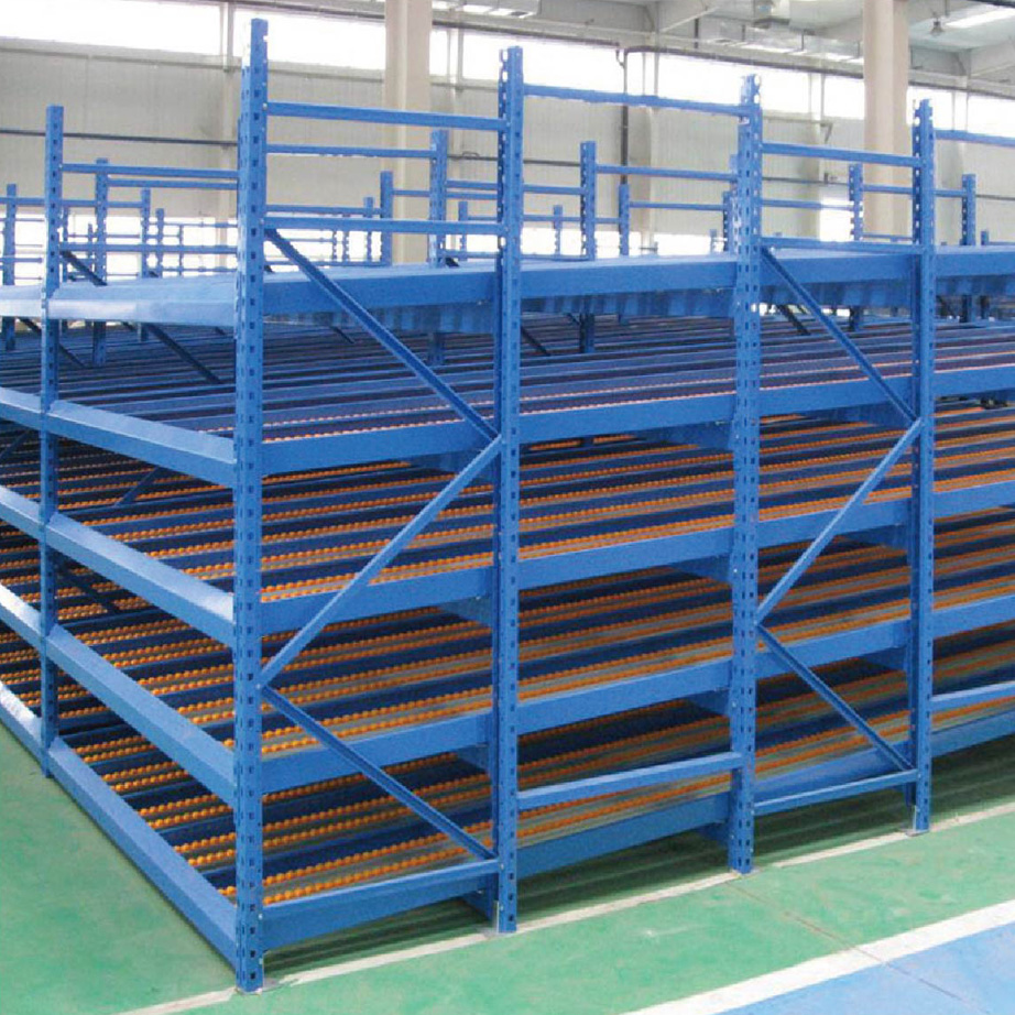 Estante de fluxo de alta densidade e resistência, 5 unidades, em aço laminado a frio com revestimento em pó, para armazenamento em armazém, com prateleiras de gravidade para caixas e paletes, personalizadas.