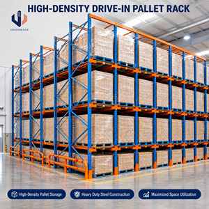 Sistema de estanteria de paletes de alta densidade com capacidade de 1000 kg por camada, para uso industrial pesado, em aço, com sistema drive-through.