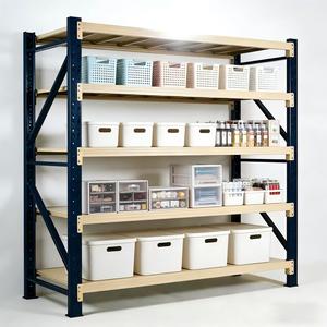 Sistema de estantes industriais de metal para armazenamento, reforçado, com 4 camadas, em aço, para armazéns. Prateleiras para paletes com múltiplos níveis.