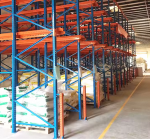 Estante porta-paletes ajustável de alta qualidade com passagem direta, sistema de estanteria industrial Drive-In para armazéns, estante dobrável de metal para armazenamento.
