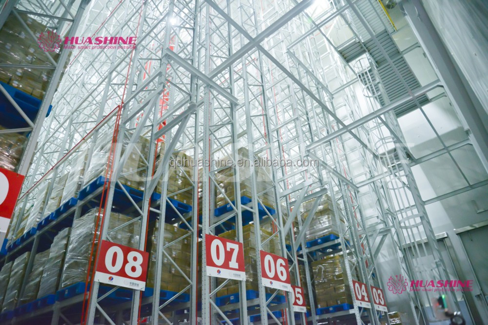 Quality AUTOMATED Warehouse Storage ASRS Pallet package flow rack with slide roller WITH MES HUASHINE INTELLIGENT