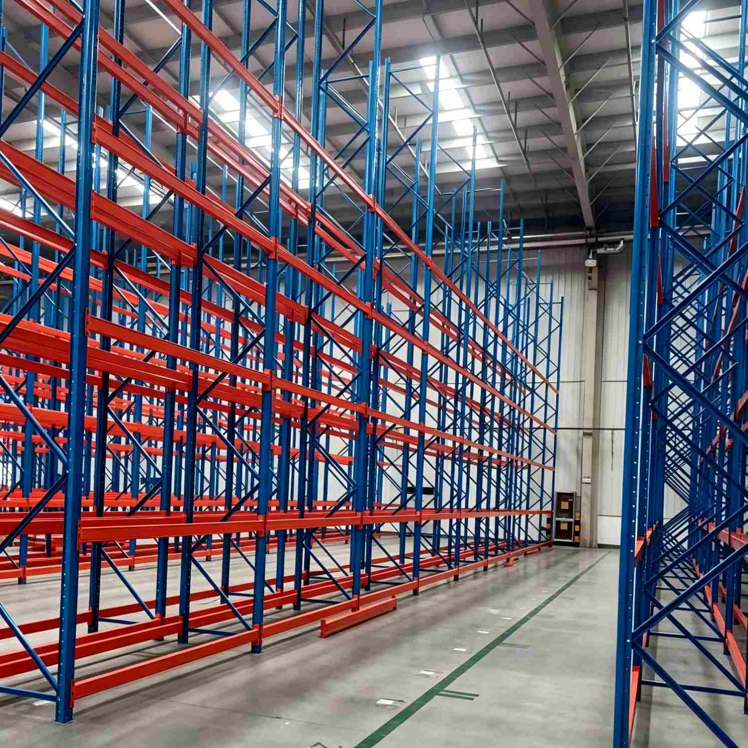 Sistema de estantes industriais de alta resistência para armazenamento, com 5 camadas, para uso em atacado. Estante metálica multicamadas para paletes, ideal para armazéns.