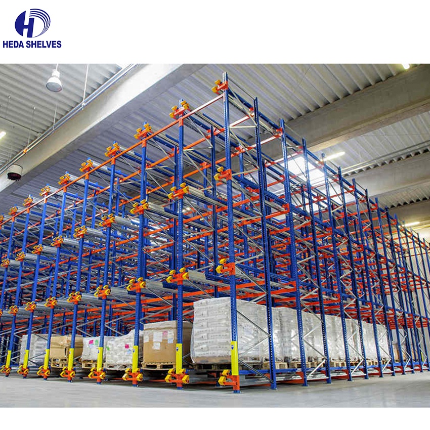 Sistema Shuttle Racking Dupla Profundidade Estrutura em Aço com Rodas