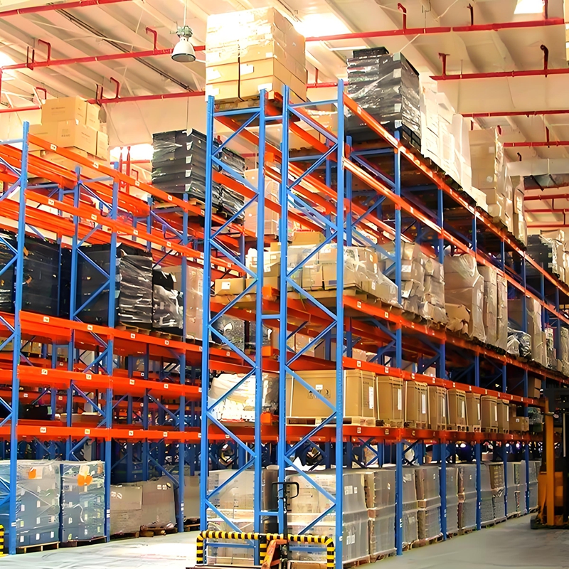 Estante porta-paletes reforçada de 5 camadas com prateleiras ajustáveis ​​em aço/metal e revestimento epóxi resistente à ferrugem.