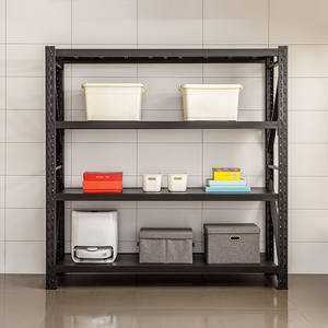 Estante de metal resistente com 4 níveis para garagem, armazenamento e organização. Prateleiras ajustáveis ​​em aço para organizar sua cozinha, despensa e armazém.