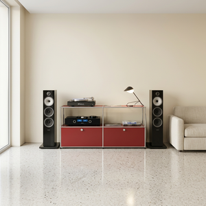 Armário modular baixo contemporâneo em liga metálica, ajustável e minimalista, com estante OEM para armazenamento, ideal para hall de entrada, sala de jantar e outros espaços.