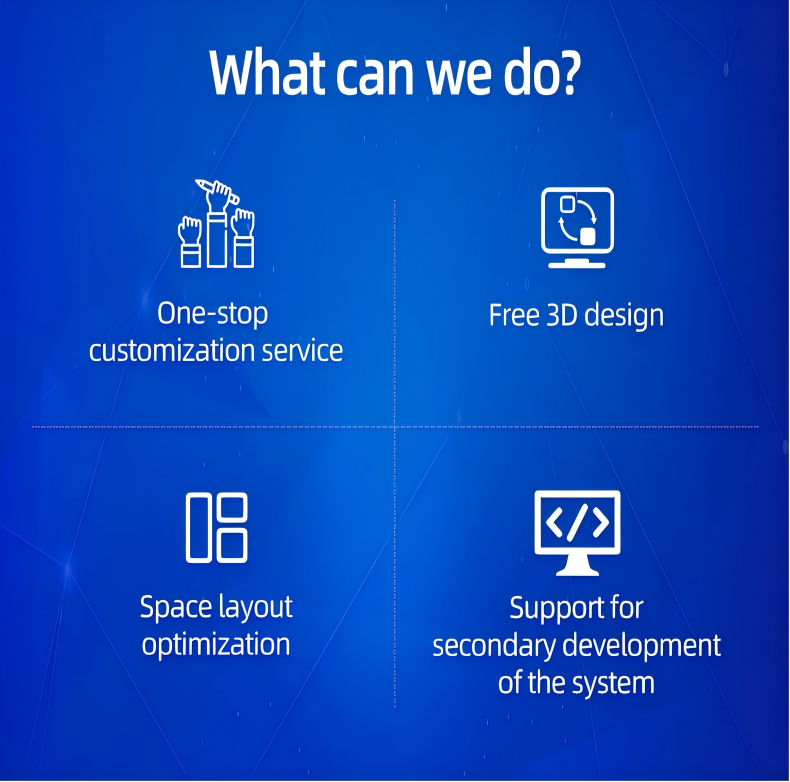 Estante móvel ajustável personalizada - Aço de qualidade industrial com acionamento elétrico e alta capacidade de carga para armazenamento em escolas e garagens.