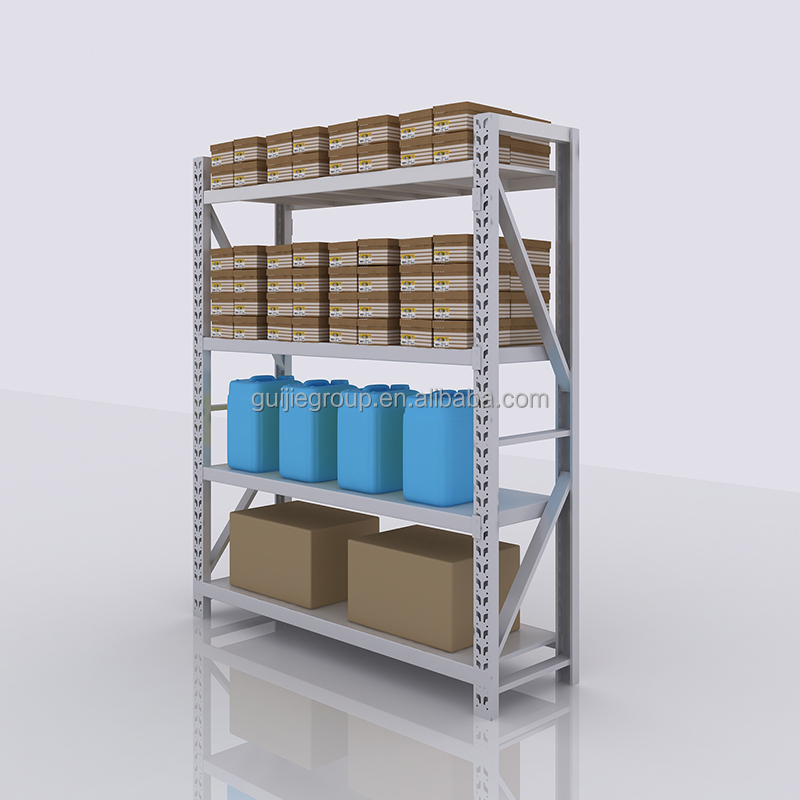 Prateleiras de armazenamento em aço leve a médio, com proteção anticorrosiva, ajustáveis ​​e com sistema cantilever, ideais para uso em garagens, armazéns e fábricas.