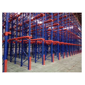 Sistema de estantes industriais para armazenamento de paletes com entrada deslizante, estantes de paletes ajustáveis ​​de grande altura.