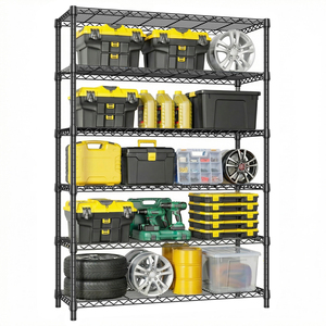 Estante de arame MZG estilo industrial, grande, com 6 prateleiras, resistente, capacidade de 2100 libras (aproximadamente 950 kg), revestida a pó, para armazenamento em garagem, sala de estar e guarda-roupa.