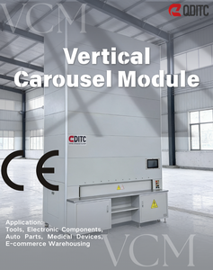 Sistema automatizado de armazenamento vertical tipo carrossel ASRS, estante giratória inteligente para armazenamento de peças industriais.