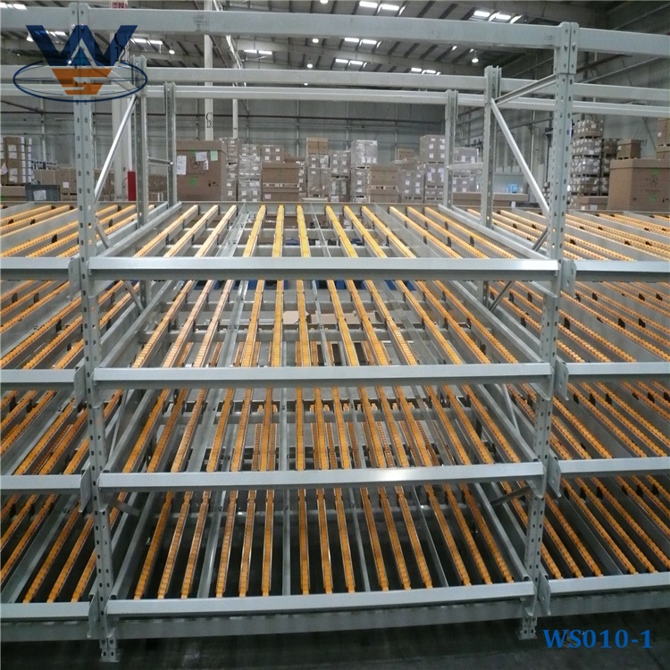 Sistema de estantes para caixas Q235B Flow, popular em diversos modelos, incluindo estantes com sistema de fluxo por gravidade e sistemas de estantes para fluxo contínuo.