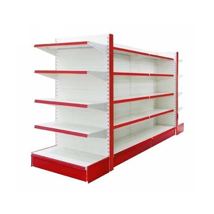 Prateleiras expositoras para supermercados, gôndolas, prateleiras resistentes de metal para lojas, leves, tamanhos personalizados, diversos produtos.