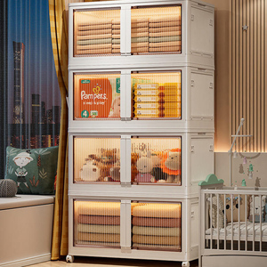 Organizador de gavetas dobrável em 4 cores, transparente, com rodinhas, para guardar roupas e brinquedos. Ideal para guardar roupas e brinquedos. Formato retangular.