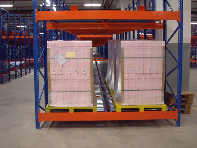 Porta-paletes de aço direto da fábrica, sistema de estanteria para caixas com fluxo por gravidade e sistema de armazenagem para separação de pedidos em armazém.