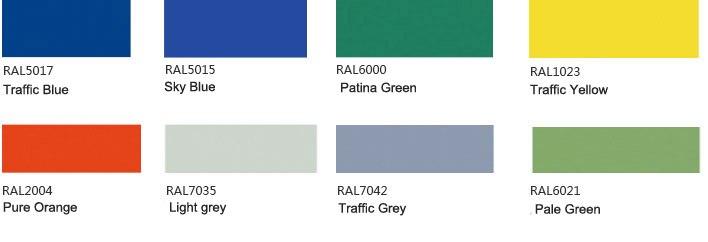 Opções de cores para acabamento