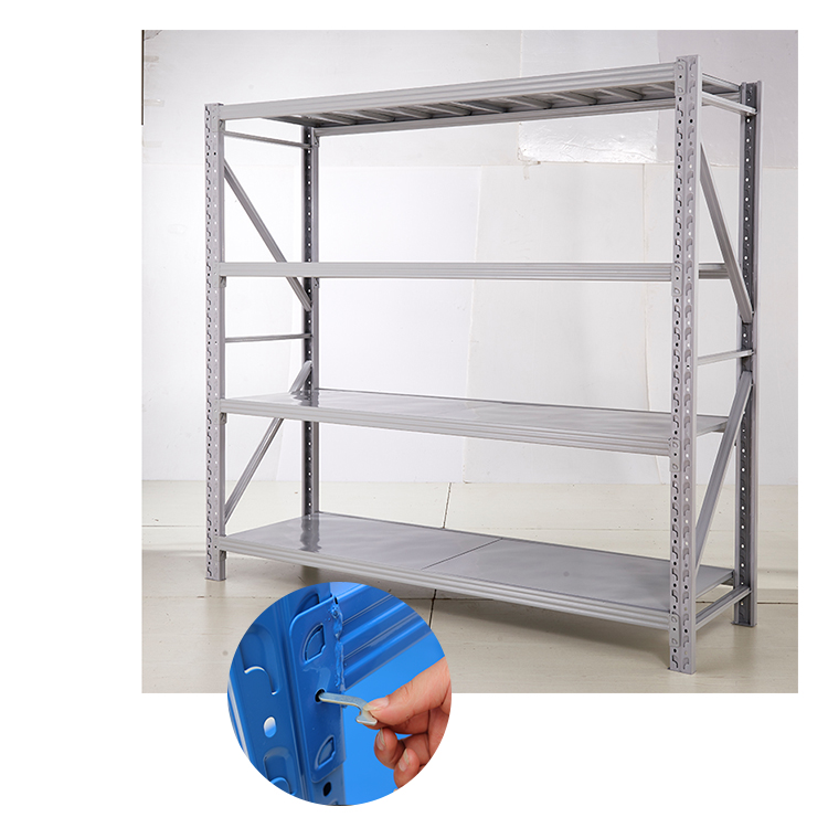 Estante porta-paletes industrial de aço, certificada como segura e estável, para armazém, com montagem aparafusada seletiva para serviço pesado. Material: Ferro.