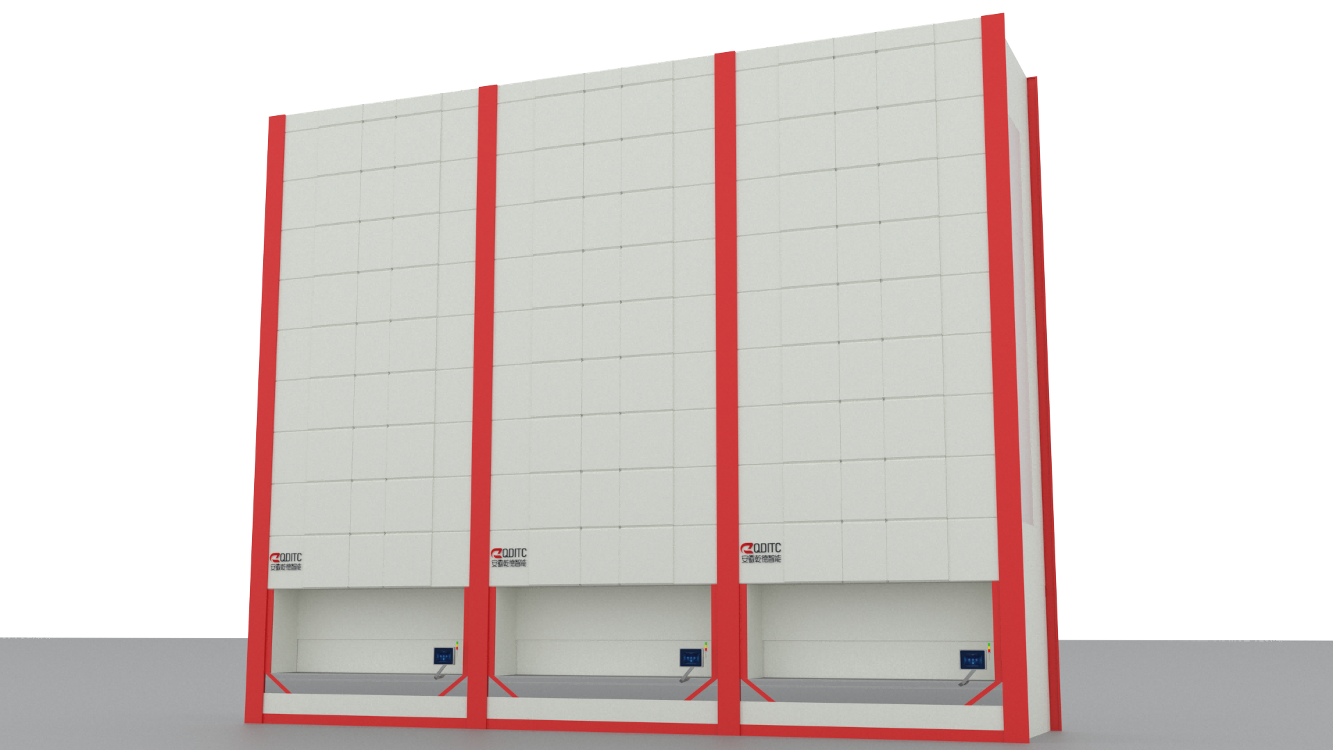 Sistema de armazenamento com módulos de elevação vertical VLM com certificação CE, sistema inteligente de paletização Pick-to-Light para gestão de estoque em armazéns.