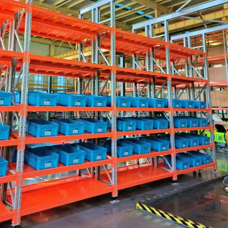 Estante de armazenamento industrial de aço de grande vão, com prateleiras empilháveis ​​de carga média, sem parafusos, à venda.