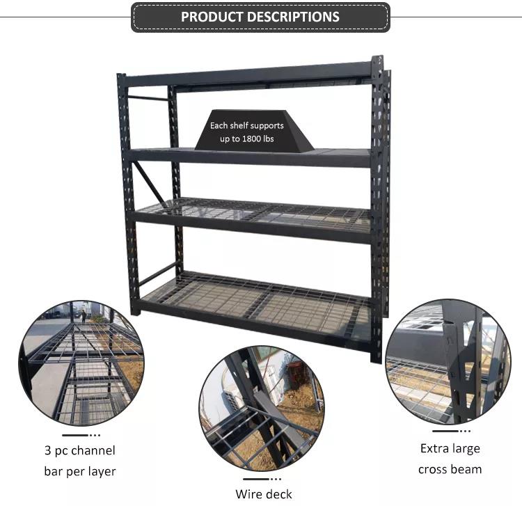 Estante industrial de aço sem parafusos com 3 camadas, ajustável, empilhável e montável para garagem e armazém.