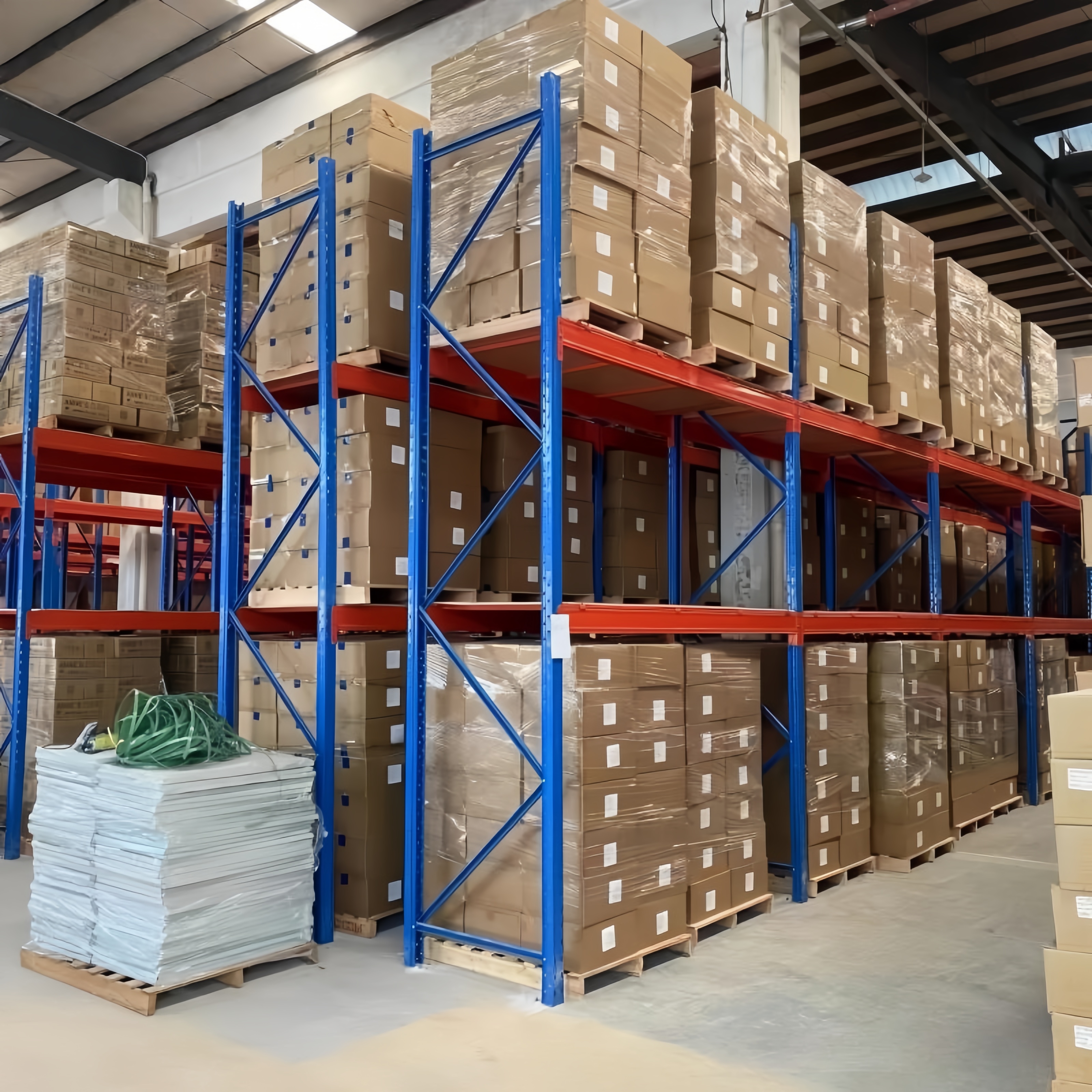 Sistema de armazenamento industrial personalizado de fábrica com estantes porta-paletes reforçadas, capacidade de 2000 kg, em aço laminado a frio, sem parafusos (4/5).