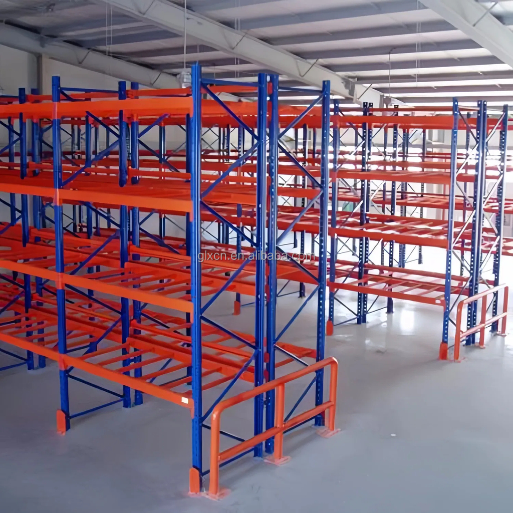 Sistema de estantes industriais desmontáveis ​​para fábrica, em aço laminado a frio de 5 camadas, com revestimento em pó epóxi, para serviço pesado. Vigas de 2000 mm de espessura.