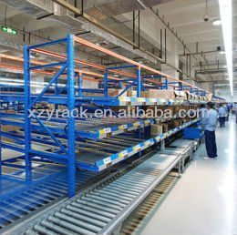 Sistema de estantes de fluxo de caixas para armazém, fácil de montar, fabricado na China.