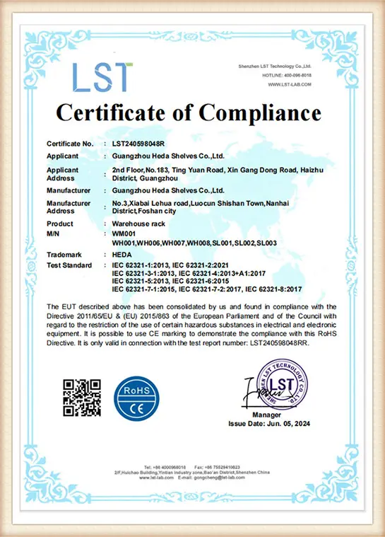 Certificado de Conformidade Estrutural para Armazenagem