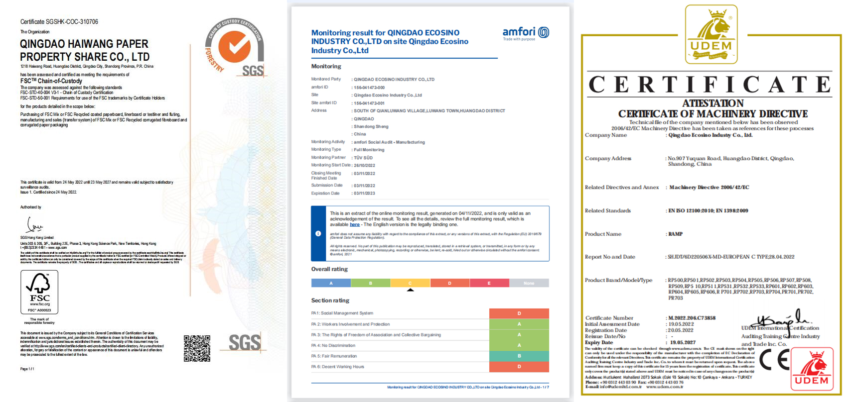 Documentos e Certificados de Qualidade