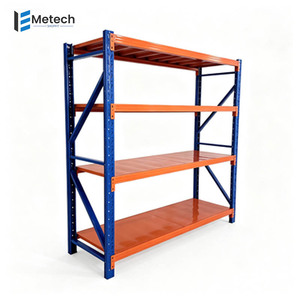 Estante de armazém de aço de 5 camadas para serviço médio (200 kg), com acabamento escovado. Prateleiras de armazenamento industrial duráveis.