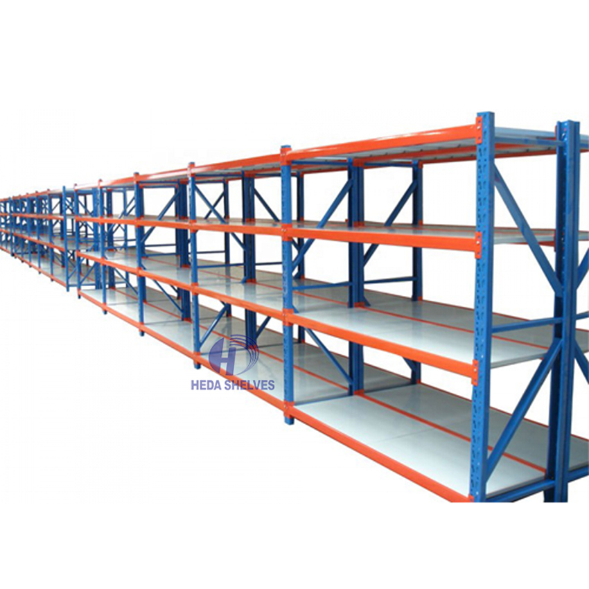 Fabricante de sistema de estantes de armazenamento de paletes em aço, resistente, durável e ajustável, com capacidade de 200 kg por camada, 5 níveis e sem parafusos.