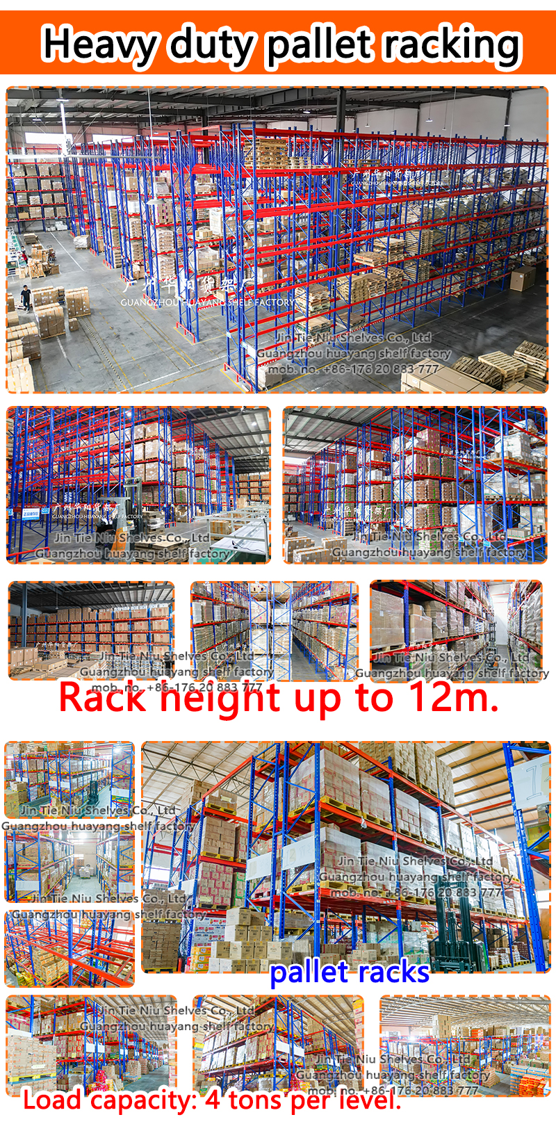 High Load Capacity Heavy Duty Steel Wire Mesh Pallet Racking Warehouse Racks