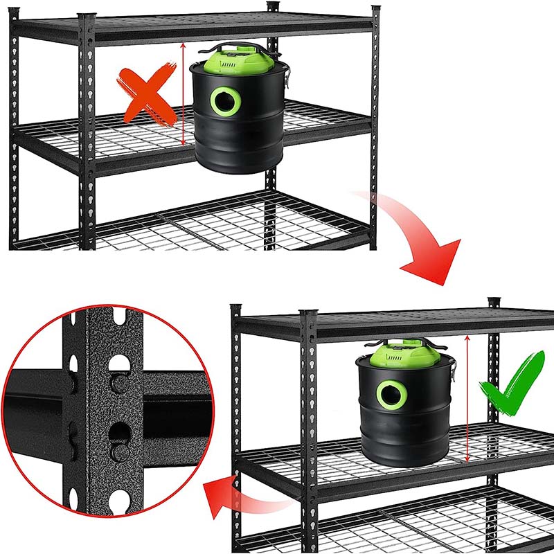 Estante metálica reforçada de 5 níveis, ajustável, para armazenamento em garagem, oficina ou armazém. Ideal para organização de lojas e armazéns.