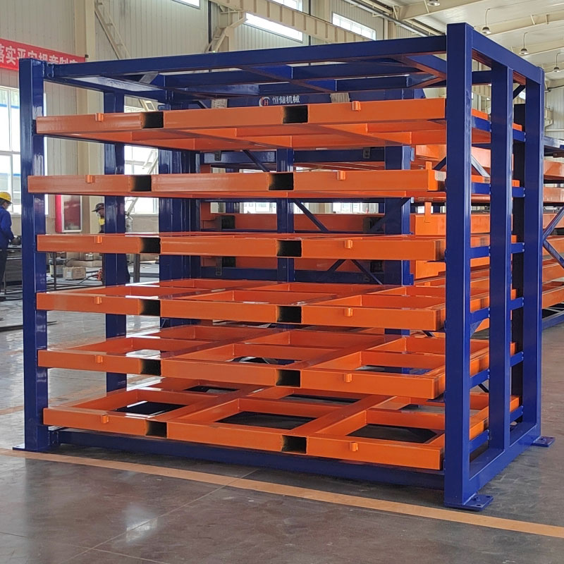 Estante porta-paletes Herochu tipo empilhadeira com entrada direta, 6 camadas, em chapa metálica com revestimento em pó anticorrosivo, com rodas e personalizável.