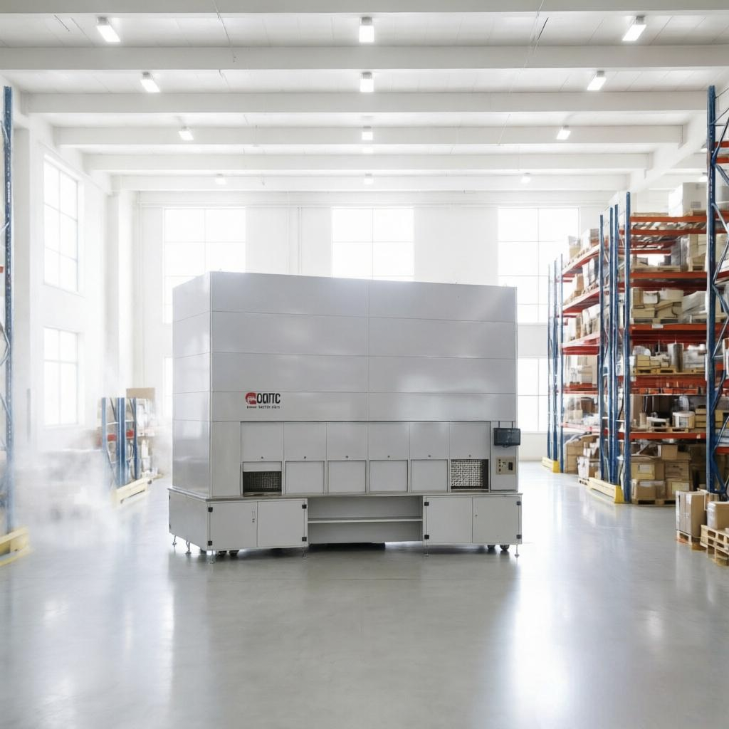 Sistema de armazenamento vertical tipo carrossel inteligente com capacidade de carga de 200 kg, ideal para soluções de armazenamento automatizado em armazéns industriais.