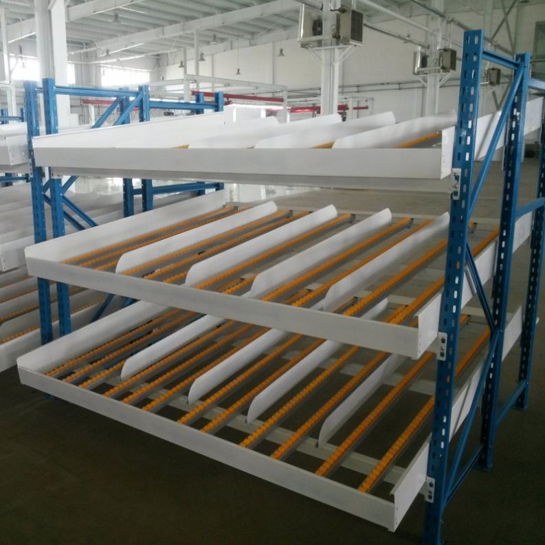Rack de fluxo por gravidade para caixas de papelão, de alta eficiência, durável e resistente, com 5 camadas, certificado CE e design suave, ideal para centros de distribuição.