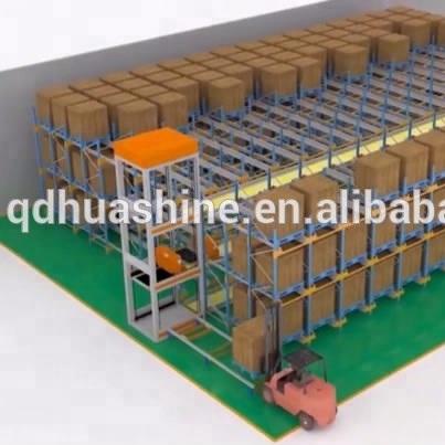 Armazenagem automatizada de alta qualidade ASRS para paletes, com sistema de rolos deslizantes e sistema MES HUASHINE INTELIGENTE.