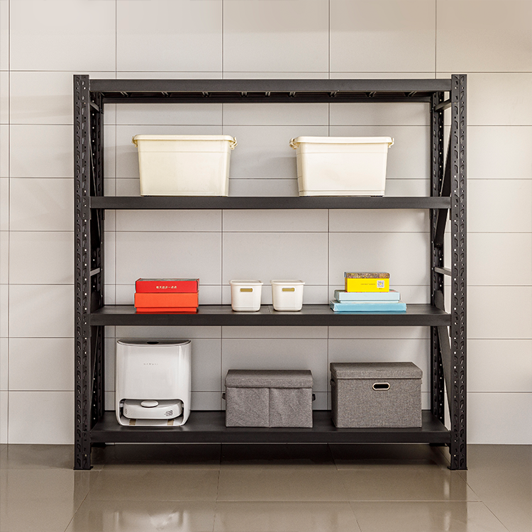 Estante de metal resistente com 4 níveis para garagem, armazenamento e organização. Prateleiras ajustáveis ​​em aço para organizar sua cozinha, despensa e armazém.