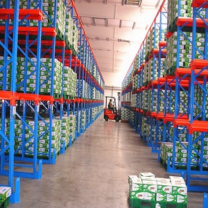 Sistemas de estanteria para paletes com entrada e saída para veículos na indústria de alimentos e bebidas.