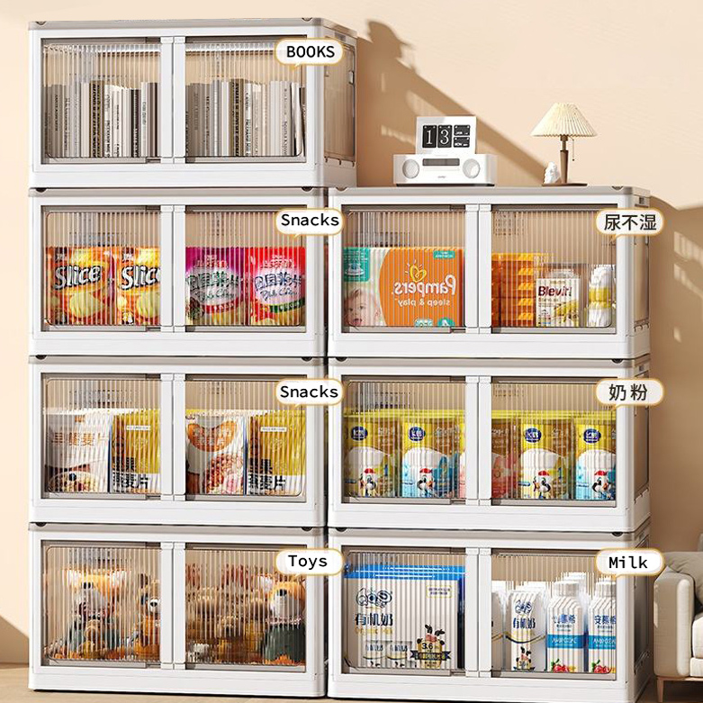 Organizador de gavetas dobrável em 4 cores, transparente, com rodinhas, para guardar roupas e brinquedos. Ideal para guardar roupas e brinquedos. Formato retangular.