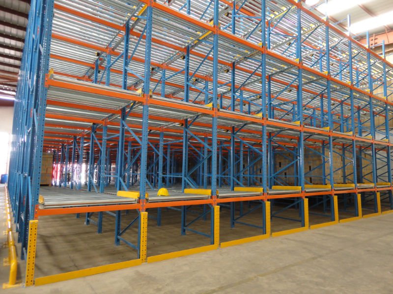 Estantes industriais personalizáveis ​​ODM para armazenamento de alta resistência, com sistema de paletização por gravidade e sistema FIFO Flow para equipamentos de armazém.