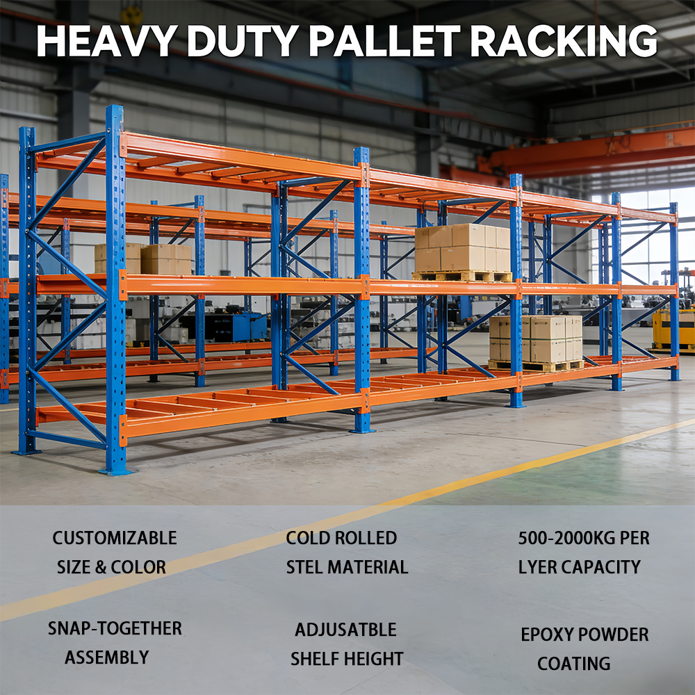 Sistema de armazenamento industrial personalizado de fábrica com estantes porta-paletes reforçadas, capacidade de 2000 kg, em aço laminado a frio, sem parafusos (4/5).