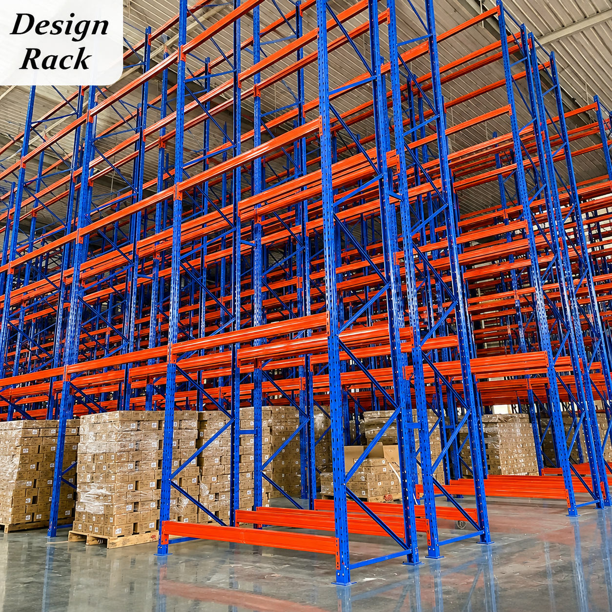 Estantes de armazenamento robustas e de grande porte certificadas, fáceis de montar, para diversas aplicações. Solução completa para paletes industriais.