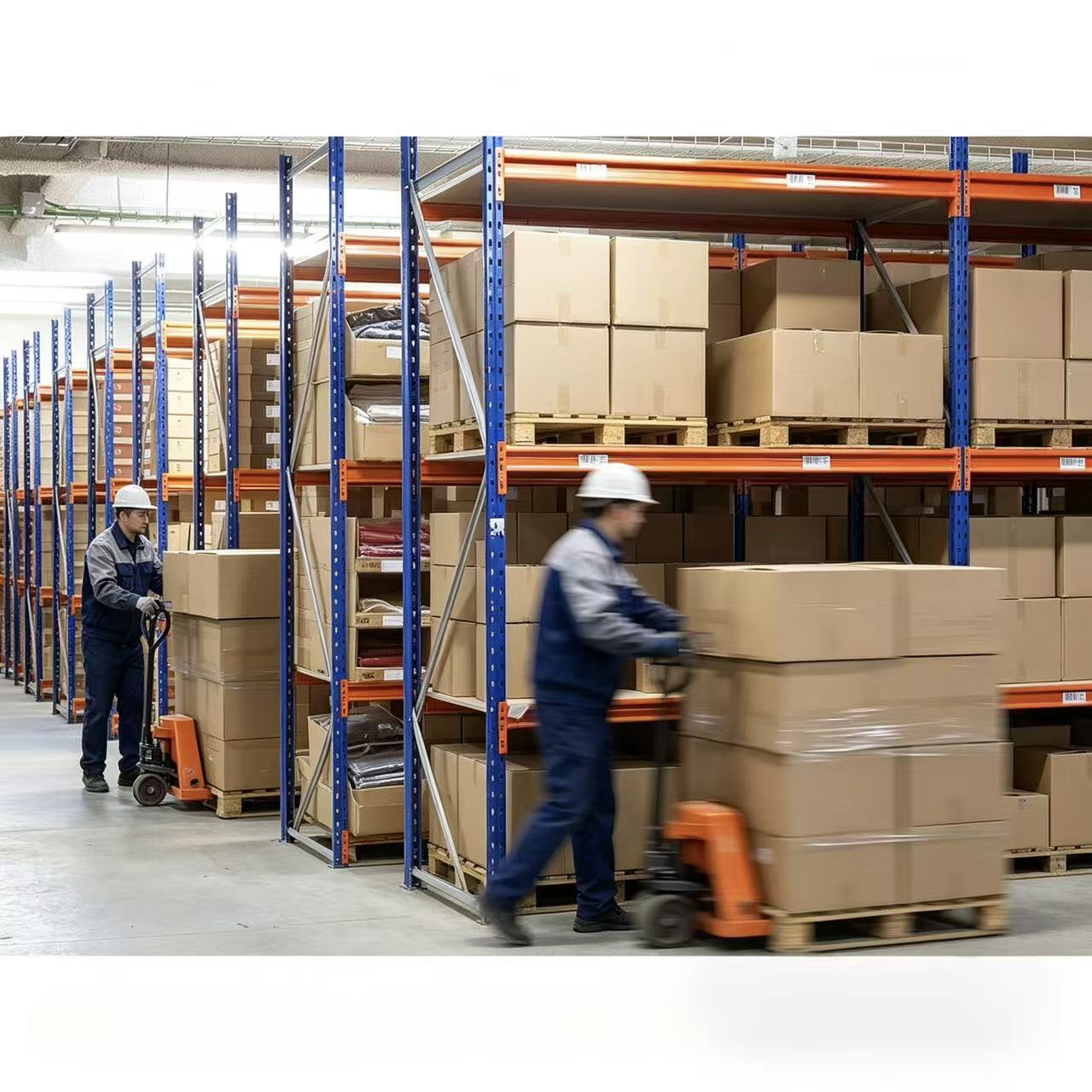 Sistema de estantes drive-in, estantes de armazenamento de alta densidade para armazéns, estantes metálicas industriais personalizadas e resistentes, ajustáveis ​​para paletes.
