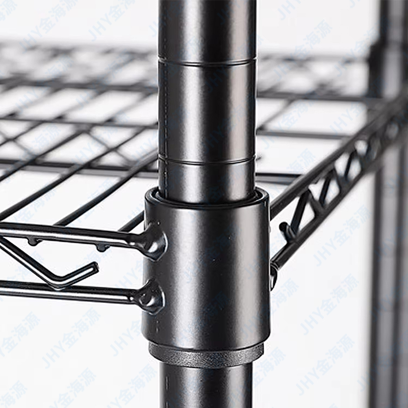 Prateleiras profissionais de 4 níveis com revestimento epóxi, pretas, para armazém, garagem, prateleiras de metal aramado resistentes com rodas.