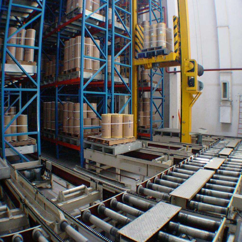 Sistema de separação automática de pedidos, porta-paletes para cargas pesadas, sistema de armazenamento automatizado (ASRS) com economia de mão de obra e sistema de recuperação de paletes.