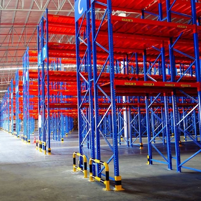 Estantes porta-paletes seletivas para armazém, com capacidade de carga de 2000 kg a 3000 kg por camada, com protetor de coluna.